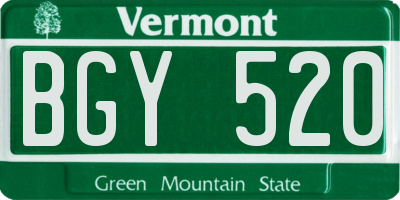 VT license plate BGY520