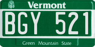 VT license plate BGY521
