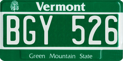 VT license plate BGY526