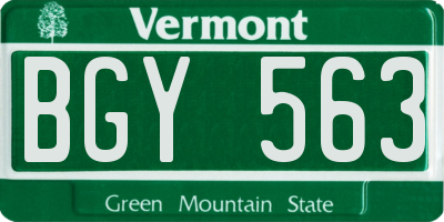 VT license plate BGY563