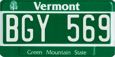 VT license plate BGY569
