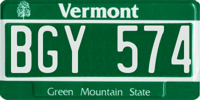 VT license plate BGY574