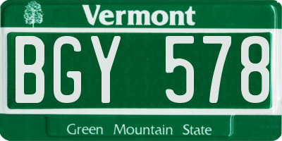 VT license plate BGY578