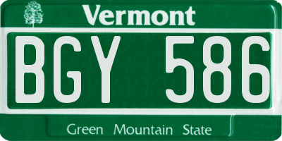 VT license plate BGY586
