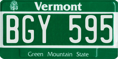 VT license plate BGY595