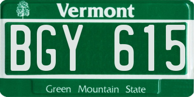 VT license plate BGY615