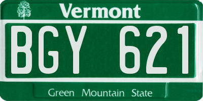 VT license plate BGY621