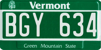 VT license plate BGY634