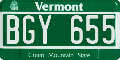 VT license plate BGY655