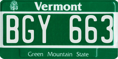 VT license plate BGY663