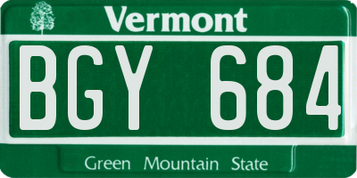 VT license plate BGY684
