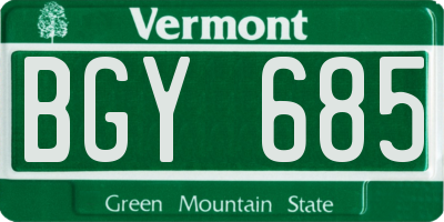 VT license plate BGY685