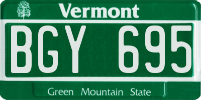 VT license plate BGY695