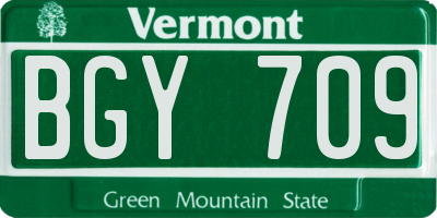 VT license plate BGY709