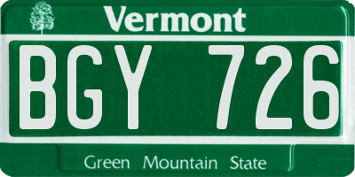 VT license plate BGY726