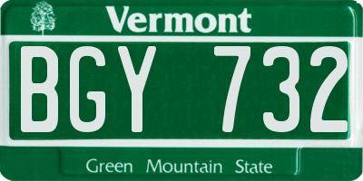 VT license plate BGY732