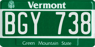 VT license plate BGY738