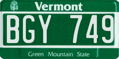 VT license plate BGY749