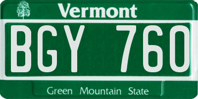 VT license plate BGY760