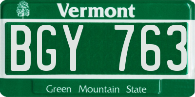 VT license plate BGY763
