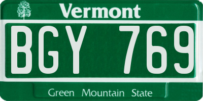 VT license plate BGY769