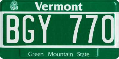 VT license plate BGY770