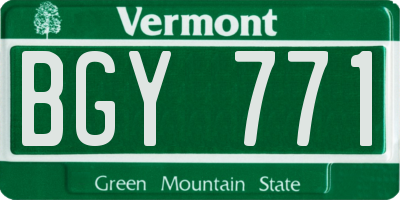VT license plate BGY771