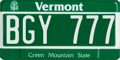 VT license plate BGY777