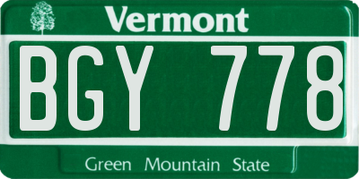 VT license plate BGY778