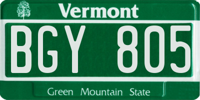 VT license plate BGY805