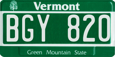 VT license plate BGY820