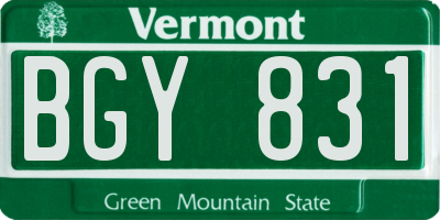 VT license plate BGY831