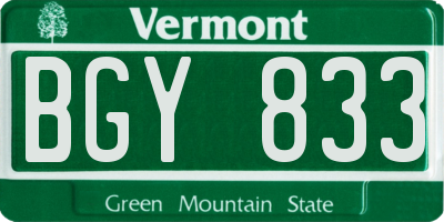 VT license plate BGY833