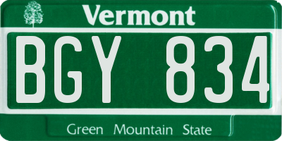 VT license plate BGY834