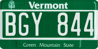 VT license plate BGY844