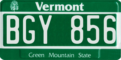 VT license plate BGY856