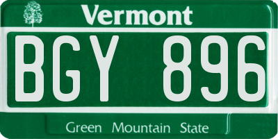VT license plate BGY896