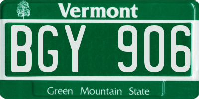 VT license plate BGY906