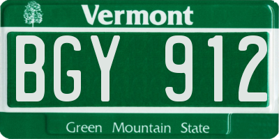 VT license plate BGY912