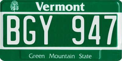VT license plate BGY947