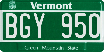 VT license plate BGY950
