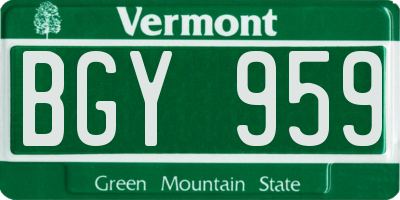 VT license plate BGY959