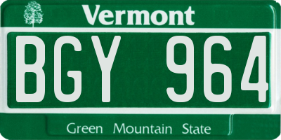 VT license plate BGY964