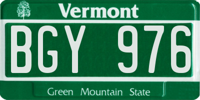 VT license plate BGY976