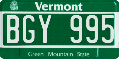 VT license plate BGY995