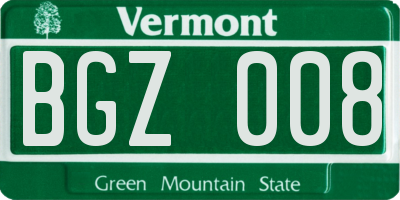 VT license plate BGZ008