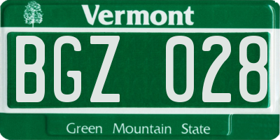 VT license plate BGZ028
