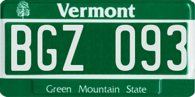 VT license plate BGZ093