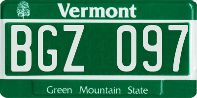 VT license plate BGZ097