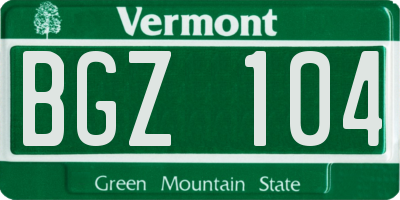 VT license plate BGZ104